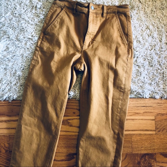 Everlane The Straight Leg Crop High Waist Pants - Ochre Mustard Yellow 6S - Picture 4 of 9